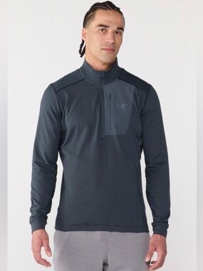 Arcteryx Rho LT Zip Neck Base Layer Men’s Size XL Black Sapphire